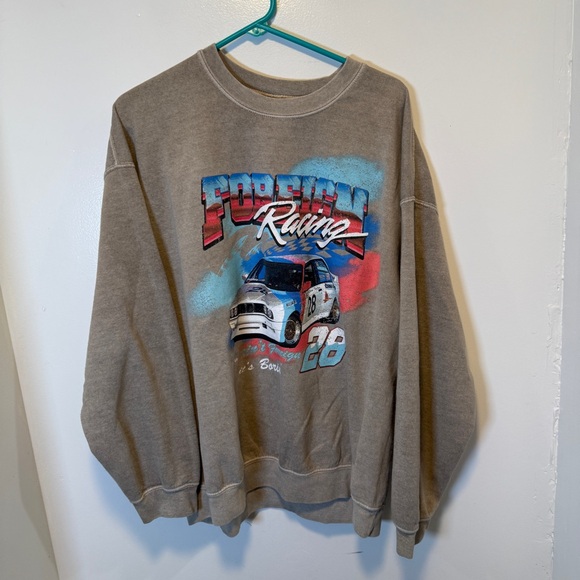 Pacsun tan Racing Graphic Sweatshirt crewneck size large - Picture 1 of 3